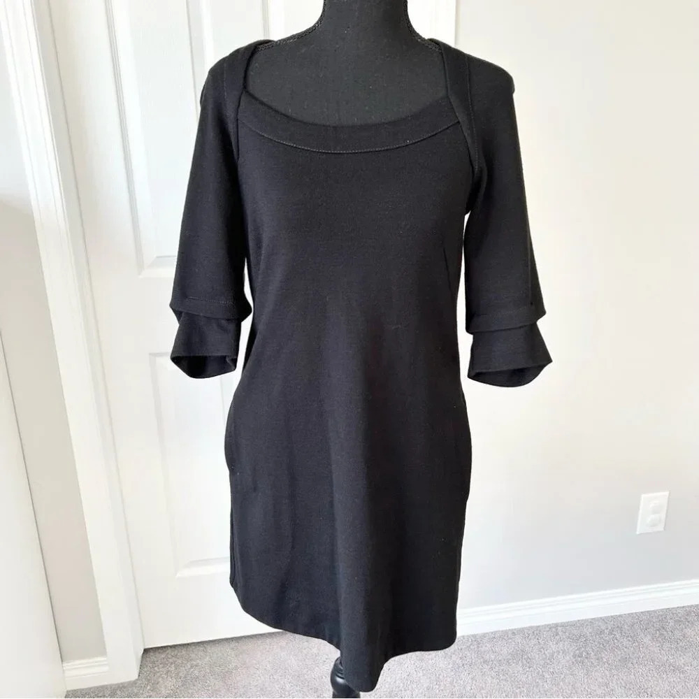 Bruuns Bazaar Black Wool Blend A Line Dress Made in Poland